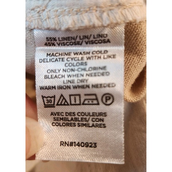 LOFT Outlet Beige Linen Blend Wide Leg Pull-on Pants Womens Size Small Petite - Picture 5 of 6